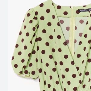 *NWT* Nasty Gal Polka Puff Sleeve Romper